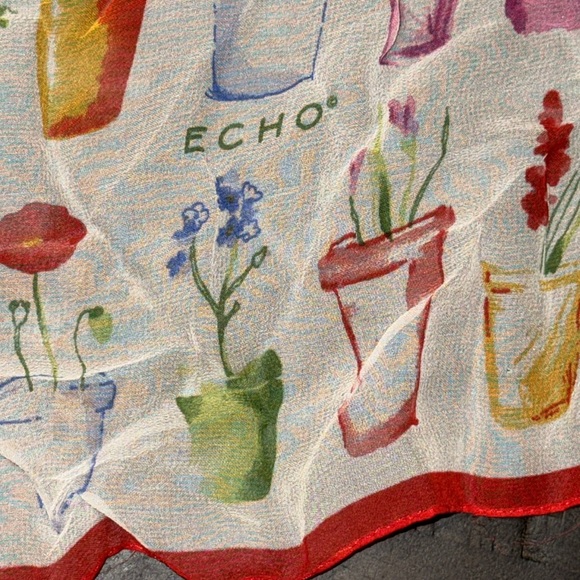 Vintage Silk Scarf Flowers in Flower Pots Gardening Theme by ECHO - Picture 10 of 12